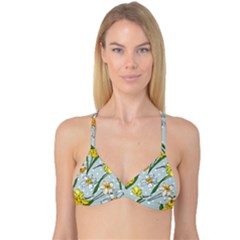 Narcissus Floral Botanical Flowers Reversible Tri Bikini Top by Pakjumat