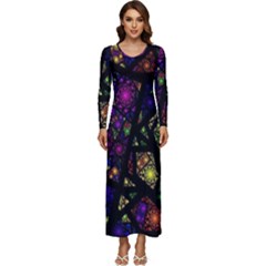 Stained Glass Crystal Art Long Sleeve Longline Maxi Dress by Pakjumat