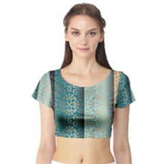 Gold Pattern Texture Golden Ornament Short Sleeve Crop Top