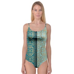 Gold Pattern Texture Golden Ornament Camisole Leotard 