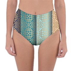 Gold Pattern Texture Golden Ornament Reversible High-Waist Bikini Bottoms