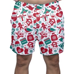 Background Vector Texture Christmas Winter Pattern Seamless Men s Shorts
