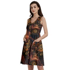 Paisley Abstract Fabric Pattern Floral Art Design Flower Sleeveless Dress With Pocket by Pakjumat