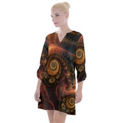 Paisley Abstract Fabric Pattern Floral Art Design Flower Open Neck Shift Dress