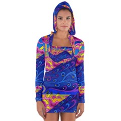 Abstract Paisley Art Pattern Design Fabric Floral Decoration Long Sleeve Hooded T-shirt