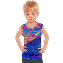 Abstract Paisley Art Pattern Design Fabric Floral Decoration Kids  Sport Tank Top