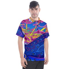 Abstract Paisley Art Pattern Design Fabric Floral Decoration Men s Polo T-shirt by Pakjumat