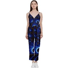 Abstract Design Art Pattern Wallpaper Shape Decoration V-Neck Camisole Jumpsuit