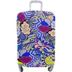 Blue Yellow Background Pattern Vector Texture Paisley Luggage Cover (large) by Pakjumat