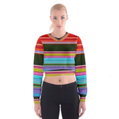 Horizontal Line Colorful Cropped Sweatshirt by Pakjumat