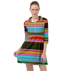 Horizontal Line Colorful Mini Skater Shirt Dress by Pakjumat