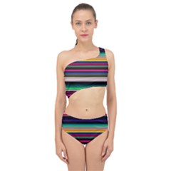 Horizontal Lines Colorful Spliced Up Two Piece Swimsuit by Pakjumat