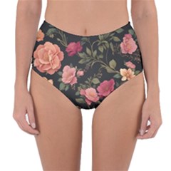 Flower Pattern Reversible High-waist Bikini Bottoms by Pakjumat
