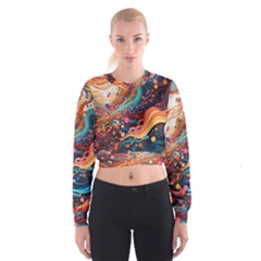 Pattern Abstract Cropped Sweatshirt by Pakjumat