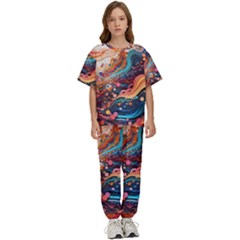 Pattern Abstract Kids  T-shirt And Pants Sports Set by Pakjumat