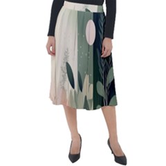 Spring Floral Plants Foliage Minimal Minimalist Classic Velour Midi Skirt 