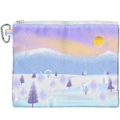 Vector Winter Landscape Sunset Evening Snow Canvas Cosmetic Bag (xxxl) by Pakjumat