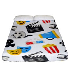 Cinema Icons Pattern Seamless Signs Symbols Collection Icon Fitted Sheet (king Size) by Pakjumat