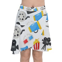 Cinema Icons Pattern Seamless Signs Symbols Collection Icon Chiffon Wrap Front Skirt