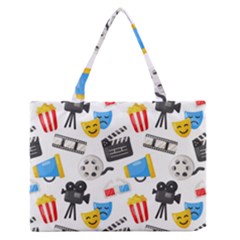 Cinema Icons Pattern Seamless Signs Symbols Collection Icon Zipper Medium Tote Bag