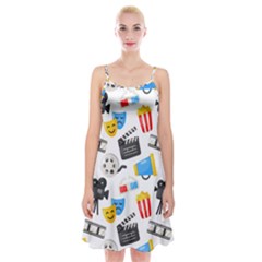 Cinema Icons Pattern Seamless Signs Symbols Collection Icon Spaghetti Strap Velvet Dress