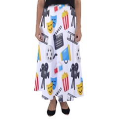 Cinema Icons Pattern Seamless Signs Symbols Collection Icon Flared Maxi Skirt