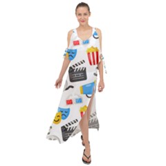 Cinema Icons Pattern Seamless Signs Symbols Collection Icon Maxi Chiffon Cover Up Dress