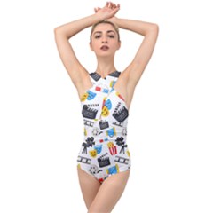 Cinema Icons Pattern Seamless Signs Symbols Collection Icon Cross Front Low Back Swimsuit by Pakjumat