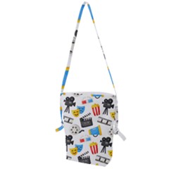 Cinema Icons Pattern Seamless Signs Symbols Collection Icon Folding Shoulder Bag by Pakjumat