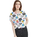 Cinema Icons Pattern Seamless Signs Symbols Collection Icon Butterfly Chiffon Blouse View1