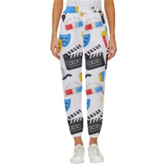 Cinema Icons Pattern Seamless Signs Symbols Collection Icon Women s Cropped Drawstring Pants