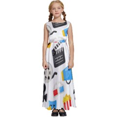Cinema Icons Pattern Seamless Signs Symbols Collection Icon Kids  Satin Sleeveless Maxi Dress