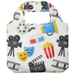 Cinema Icons Pattern Seamless Signs Symbols Collection Icon Foldable Grocery Recycle Bag