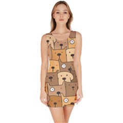 Cute Dog Seamless Pattern Background Bodycon Dress