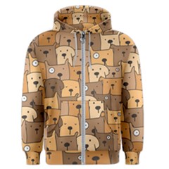 Cute Dog Seamless Pattern Background Men s Zipper Hoodie