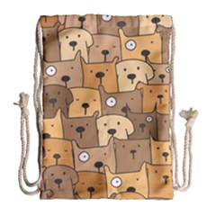 Cute Dog Seamless Pattern Background Drawstring Bag (large)