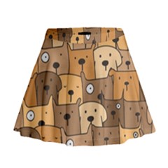 Cute Dog Seamless Pattern Background Mini Flare Skirt