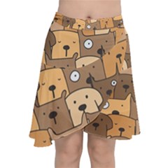 Cute Dog Seamless Pattern Background Chiffon Wrap Front Skirt