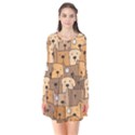 Cute Dog Seamless Pattern Background Long Sleeve V-neck Flare Dress View1