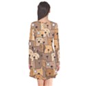 Cute Dog Seamless Pattern Background Long Sleeve V-neck Flare Dress View2