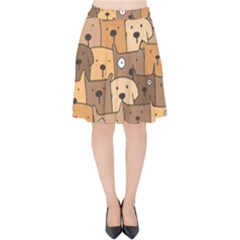 Cute Dog Seamless Pattern Background Velvet High Waist Skirt