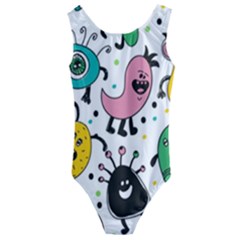 Funny Monster Pattern Kids  Cut-out Back One Piece Swimsuit by Pakjumat