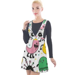 Funny Monster Pattern Plunge Pinafore Velour Dress by Pakjumat