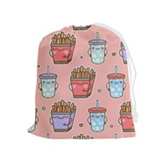 Cute Kawaii Food Seamless Pattern Drawstring Pouch (xl) by Pakjumat