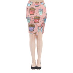 Cute Kawaii Food Seamless Pattern Midi Wrap Pencil Skirt by Pakjumat