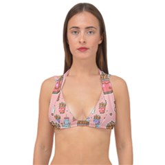 Cute Kawaii Food Seamless Pattern Double Strap Halter Bikini Top by Pakjumat