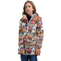 Cute Dog Seamless Pattern Background Kids  Hooded Longline Puffer Jacket View3