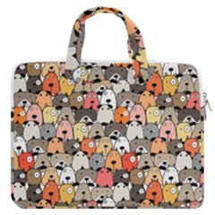 Cute Dog Seamless Pattern Background Macbook Pro 16  Double Pocket Laptop Bag 