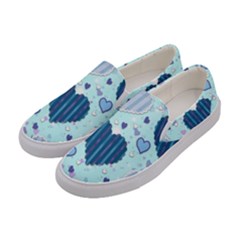 Hearts Pattern Paper Wallpaper Blue Background Women s Canvas Slip Ons by Pakjumat