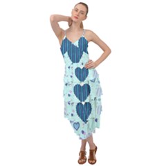 Hearts Pattern Paper Wallpaper Blue Background Layered Bottom Dress by Pakjumat